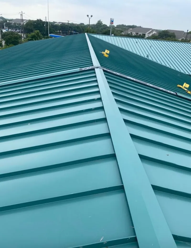 Green commercial metal roof ridge and valley for Metal Roof Repair in Doral